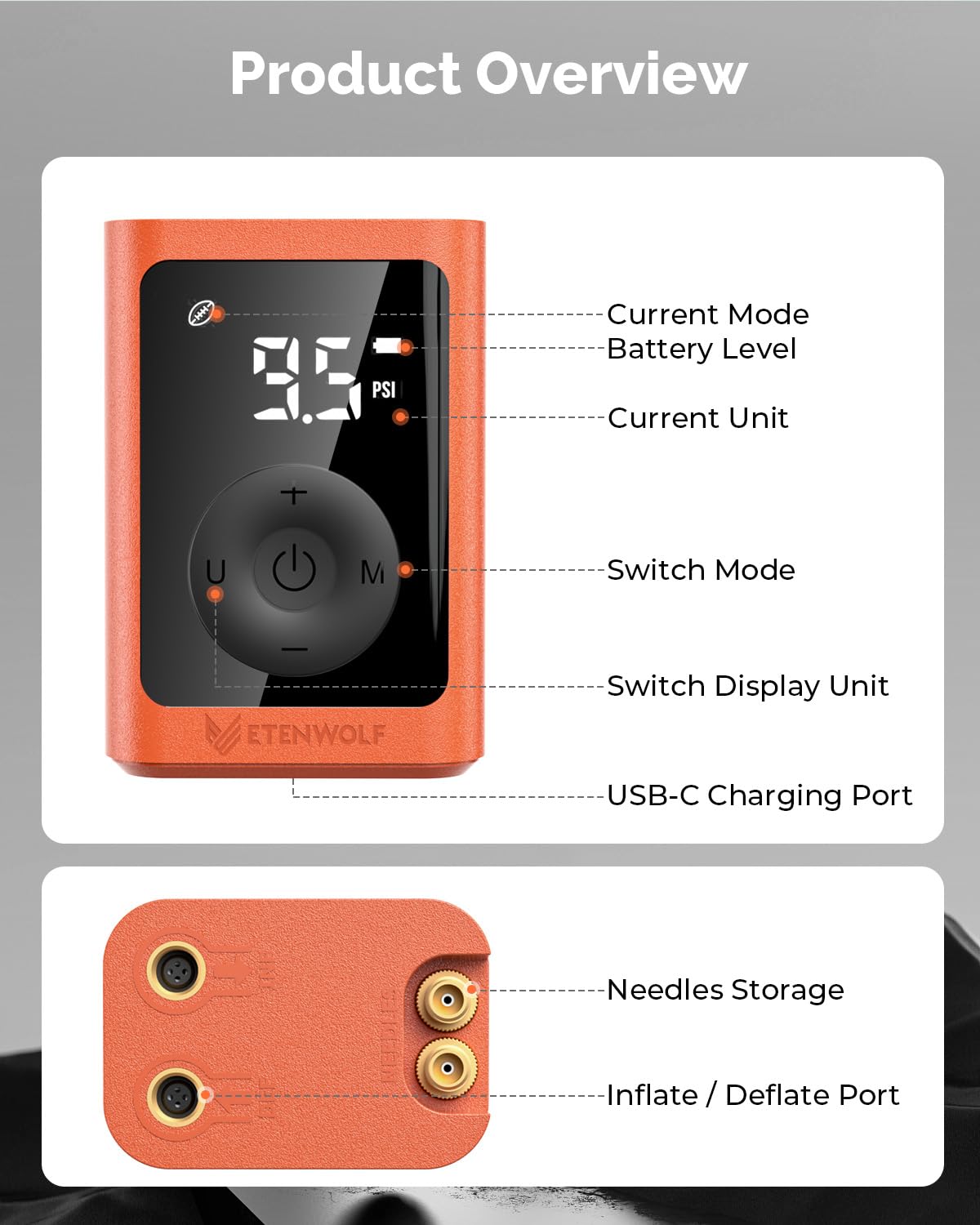 ETENWOLF P300 Plus agujas de latón guardadas en compartimento seguro
