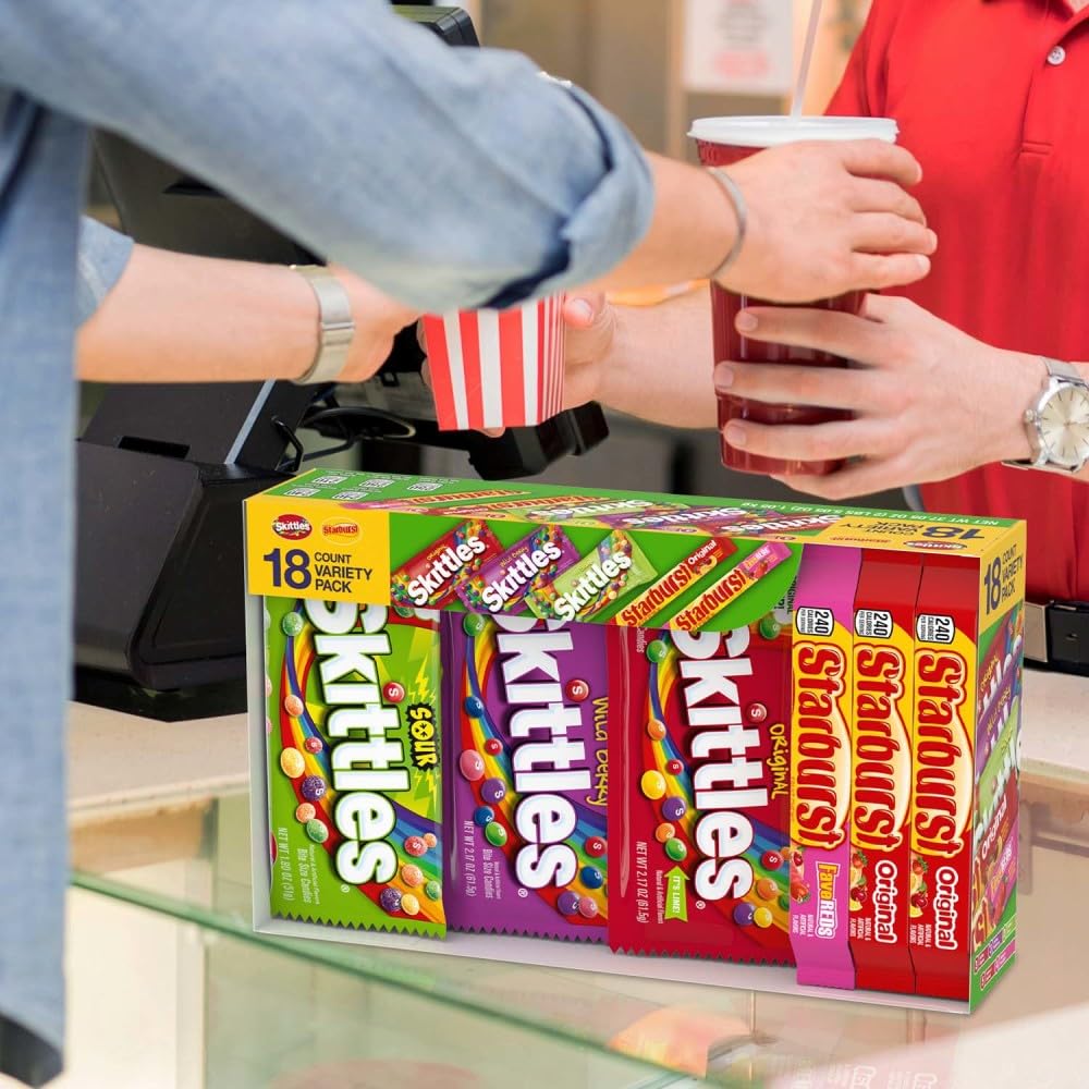 Etiqueta con información nutricional de SKITTLES y STARBURST para transparencia