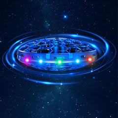 ETPlanet dron UFO frontal mostrando diseño y luces, diversión segura