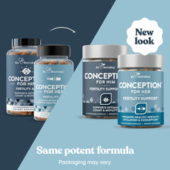 Eu Natural Conception for Her label close-up highlighting key ingredients and balance