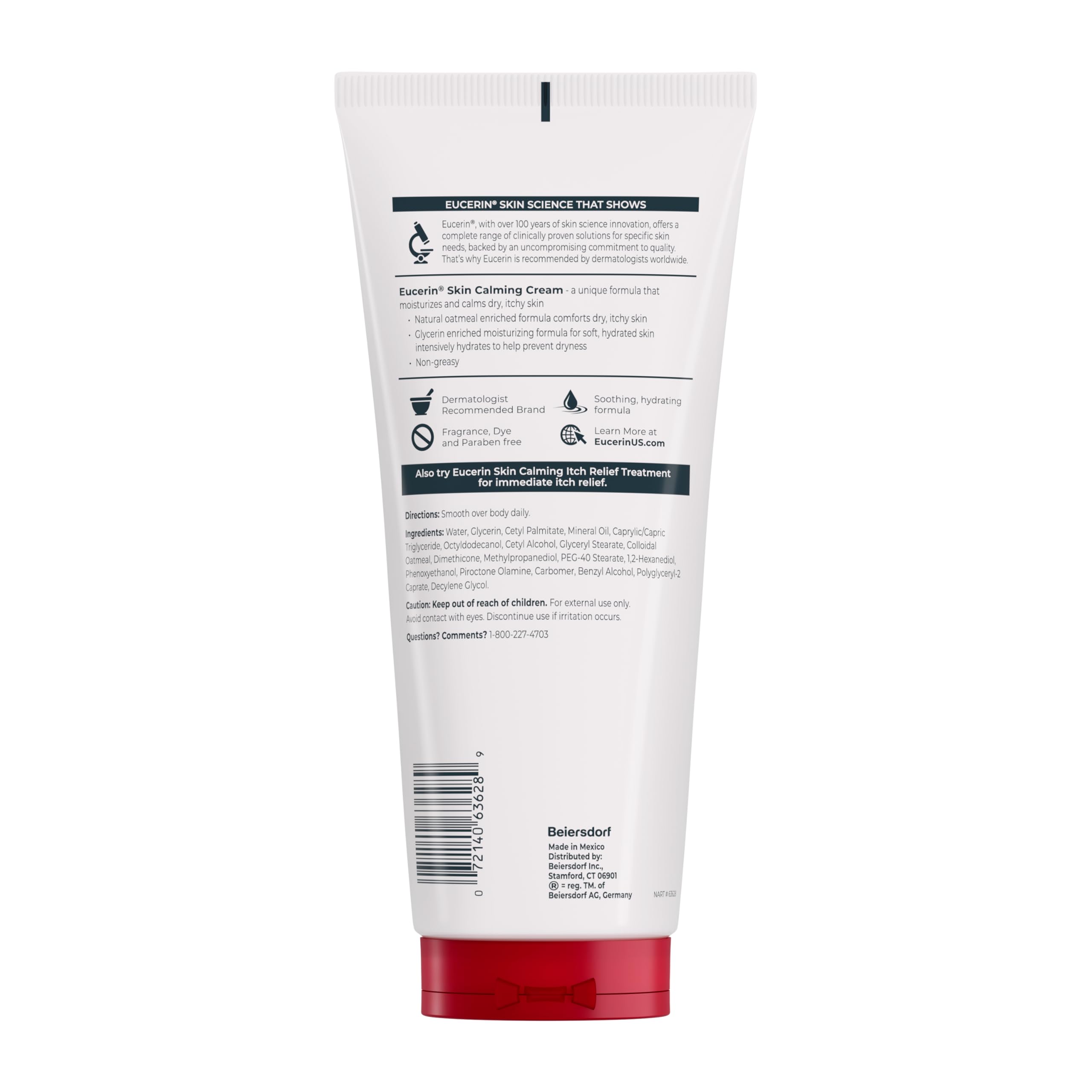 Escena de baño tranquilo con Eucerin Skin Calming para uso post-ducha y rutina diaria