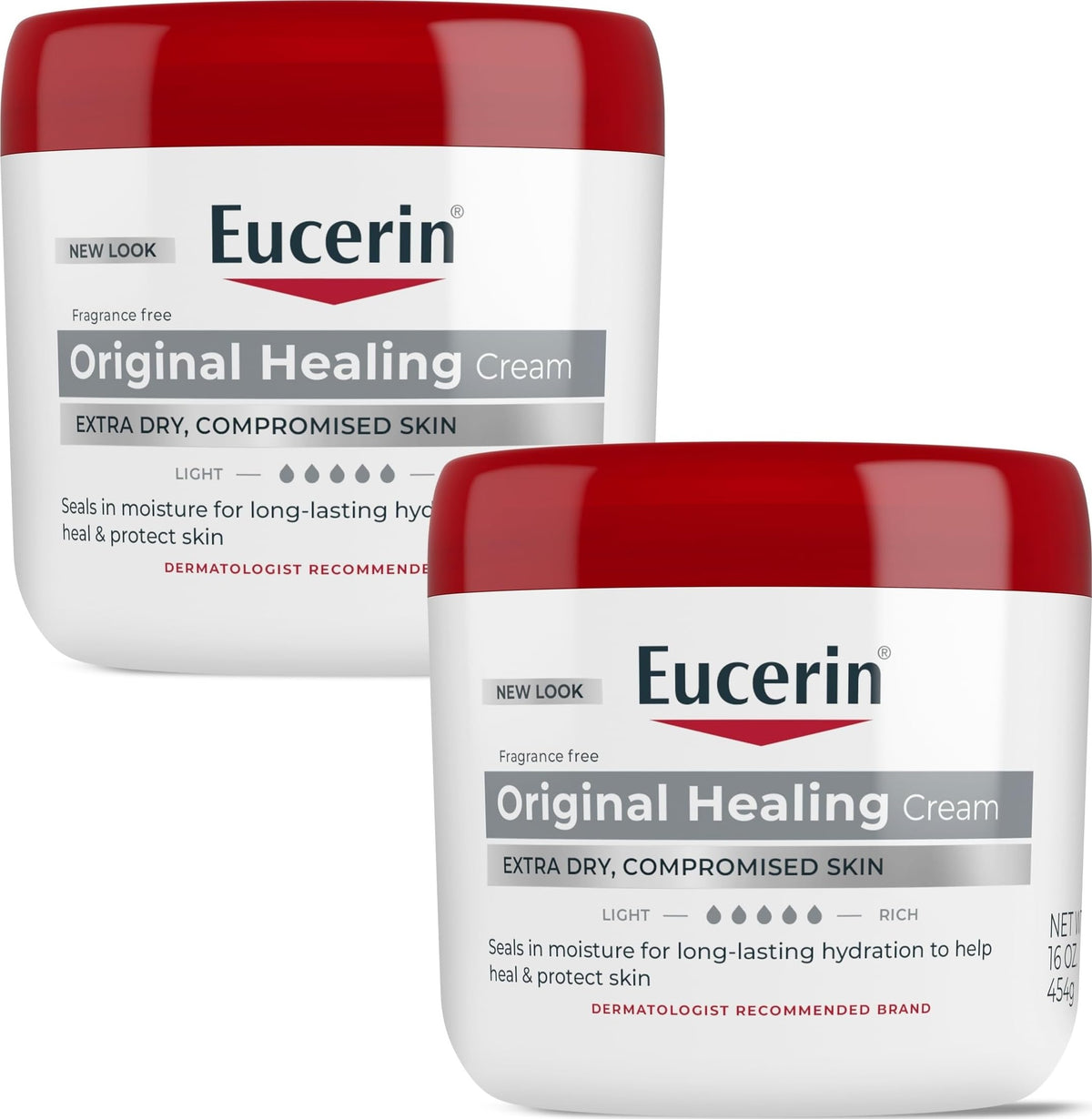 Eucerin crema reparadora frente del tarro mostrando envase y cantidad