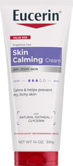 Eucerin crema Skin Calming vista frontal con envase de 14 oz para hidratación prolongada