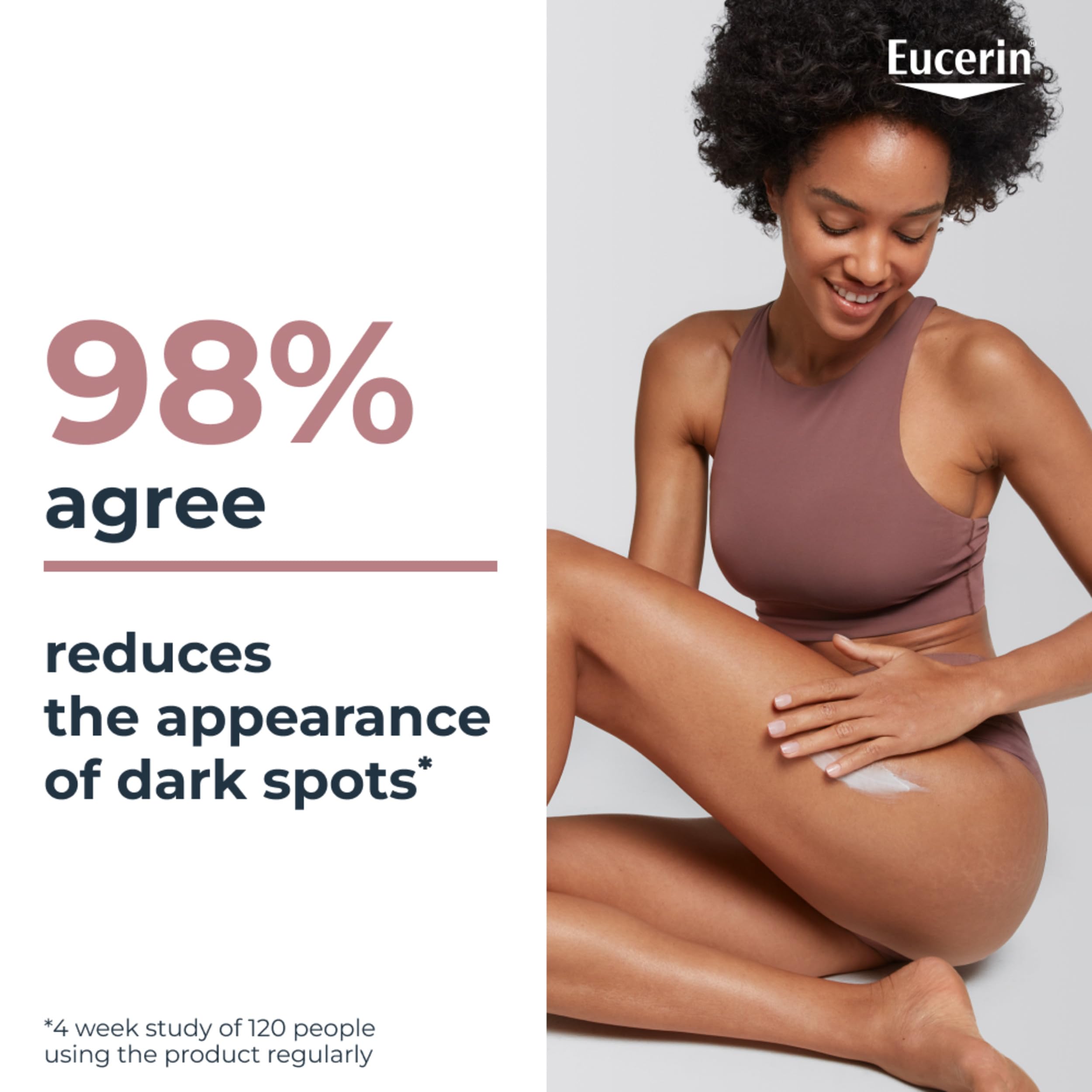 Eucerin comparación antes y después mostrando reducción de manchas