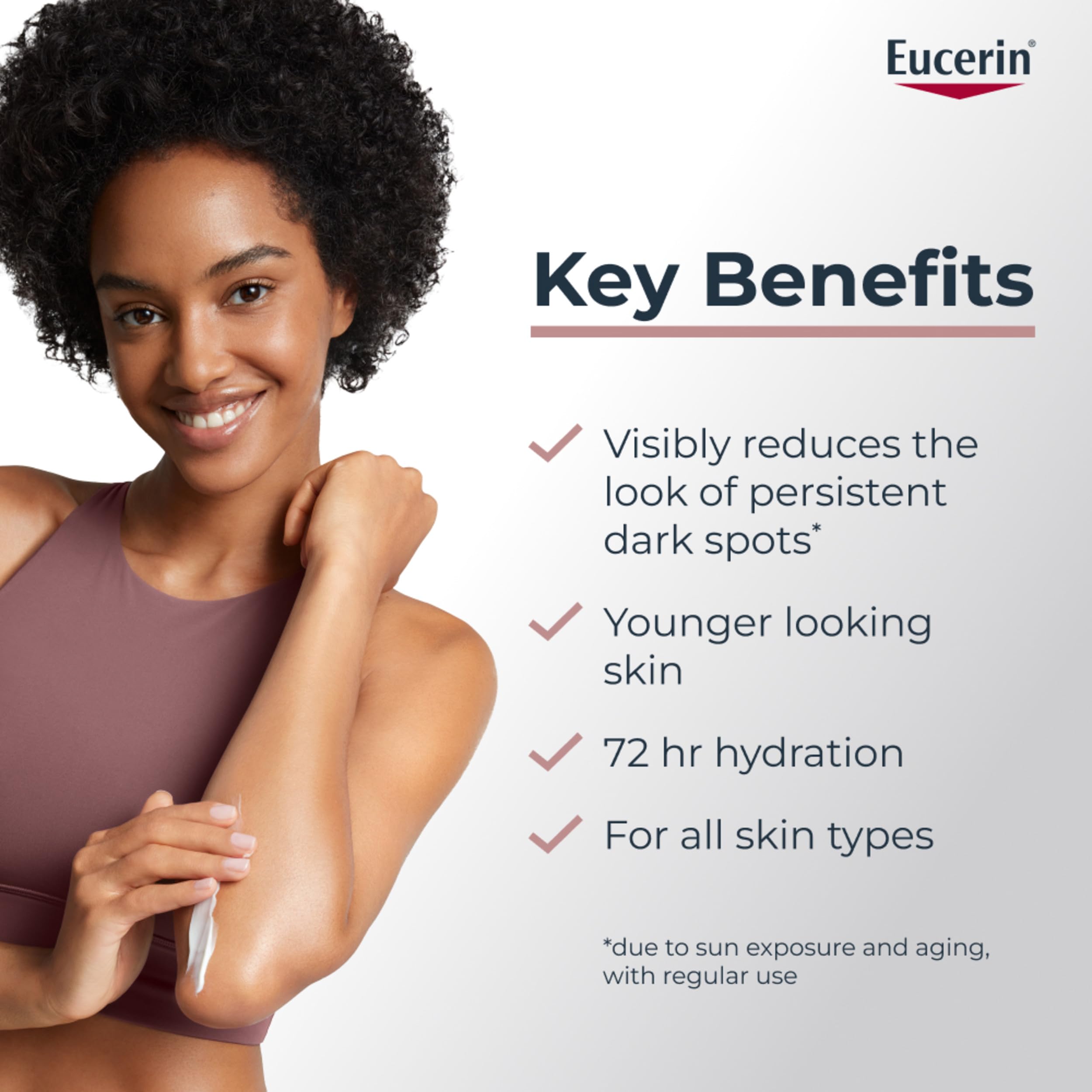 Eucerin textura cremosa de la loción, hidratación ligera visible