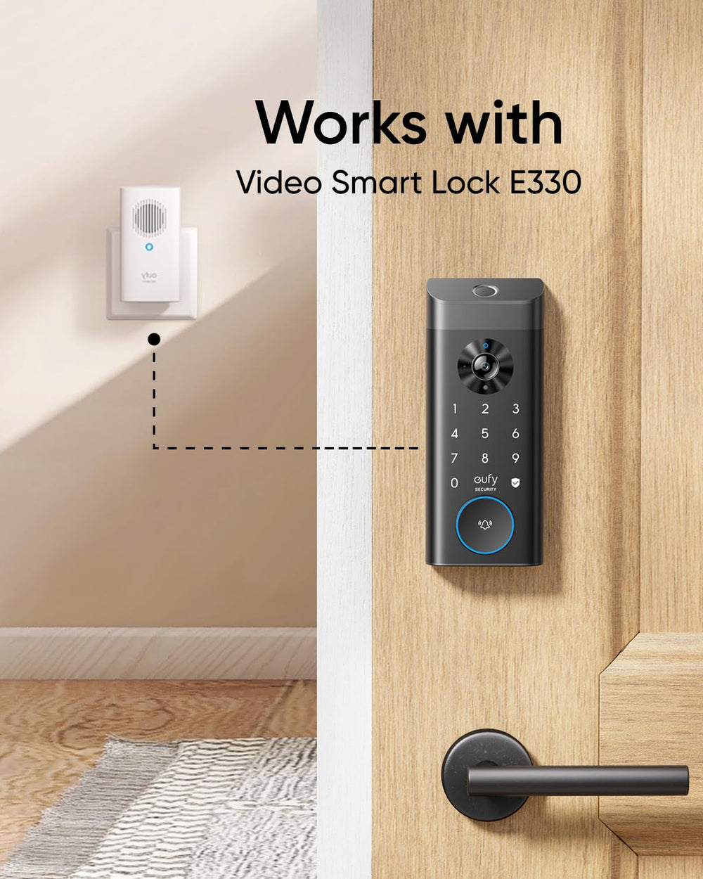 eufy Security timbre en mano para comparar tamaño y fácil manejo