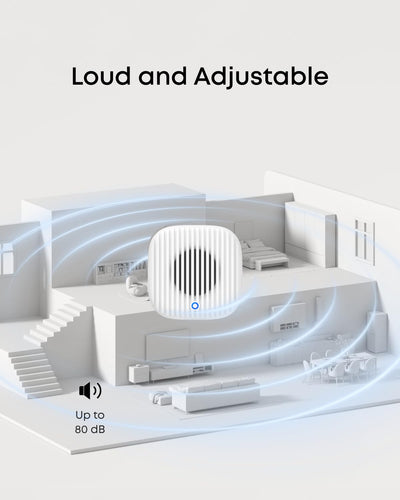 eufy Security Chime 2 button and indicator detail for simple volume and melody control