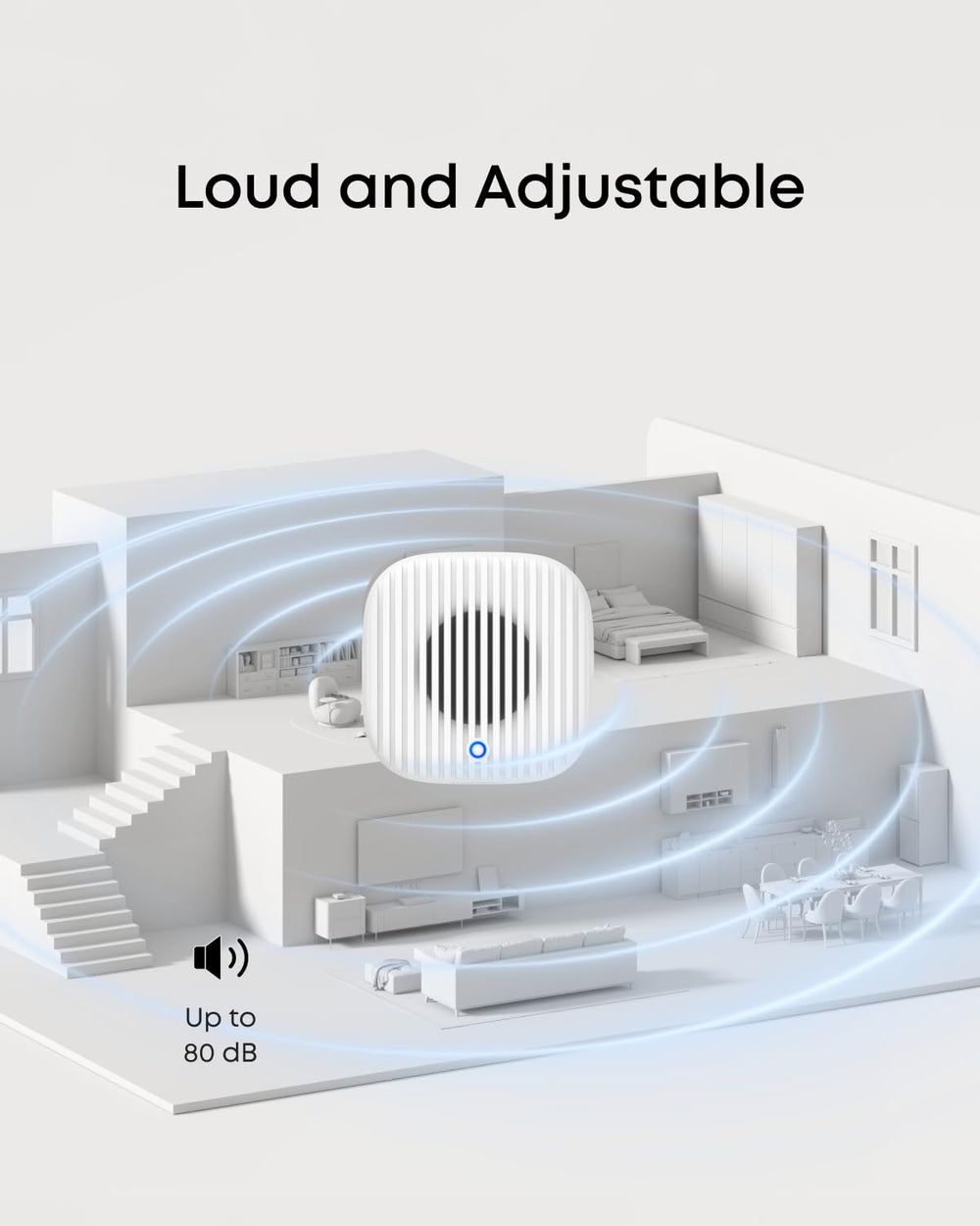 eufy Security Chime 2 button and indicator detail for simple volume and melody control