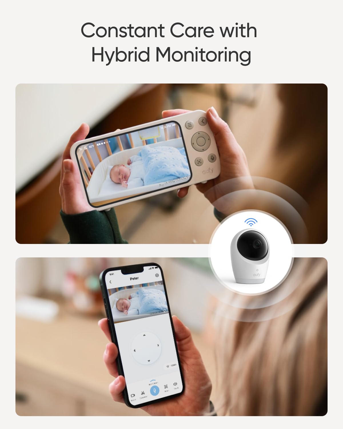 eufy Security E21 closeup of 4K lens and pan motor highlighting sharp detail