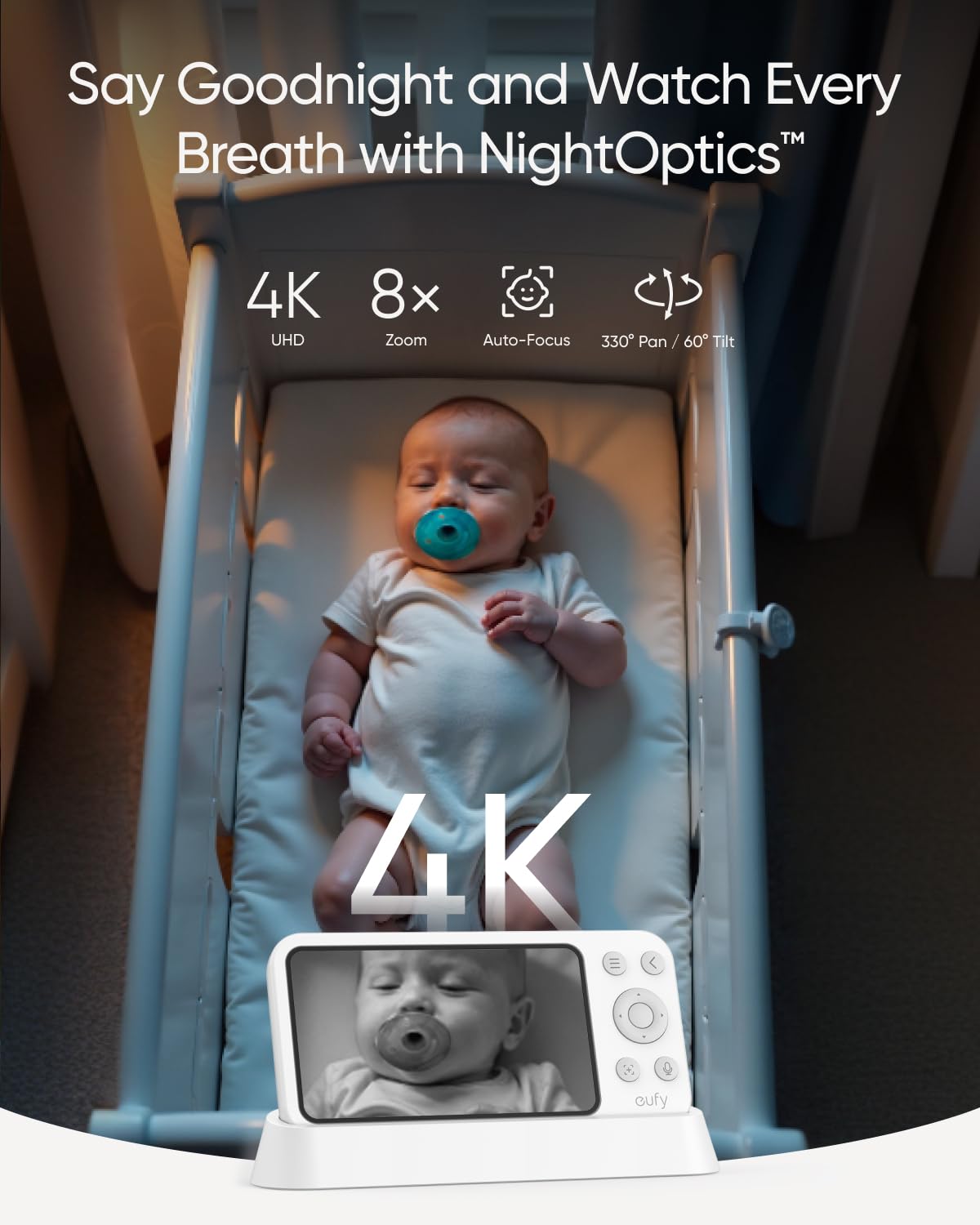 eufy Security E21 parent screen held in hand showing portable remote monitoring