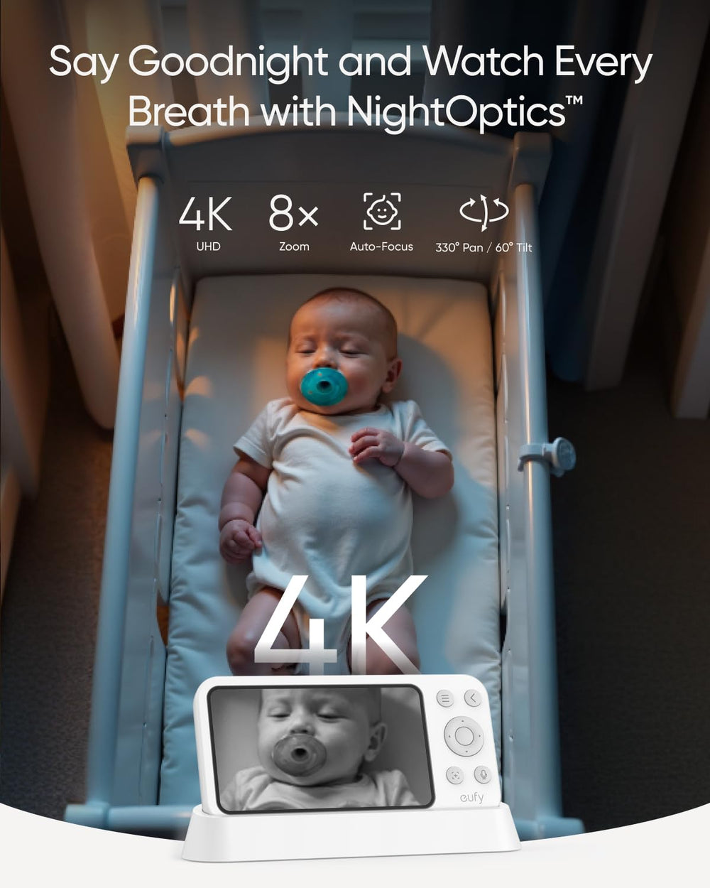 eufy Security E21 parent screen held in hand showing portable remote monitoring