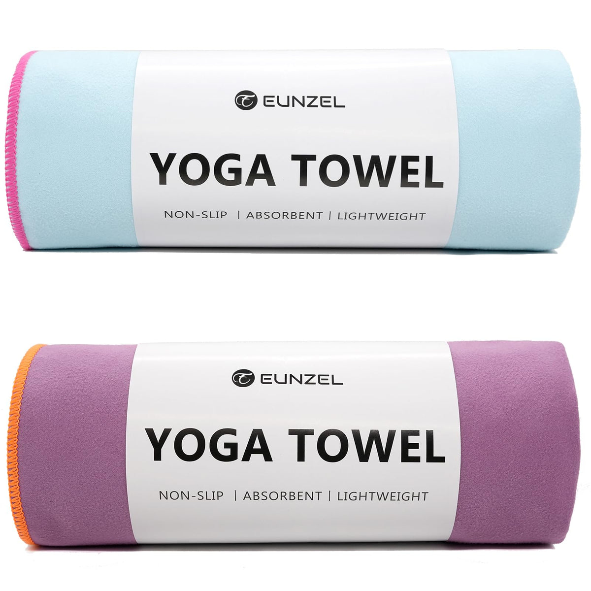 Eunzel empaque frontal mostrando las dos toallas y beneficios absorbentes