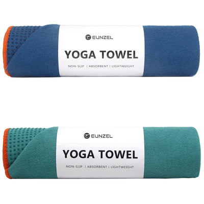 Eunzel front view of two towel colors showing pair and packaging benefit grip