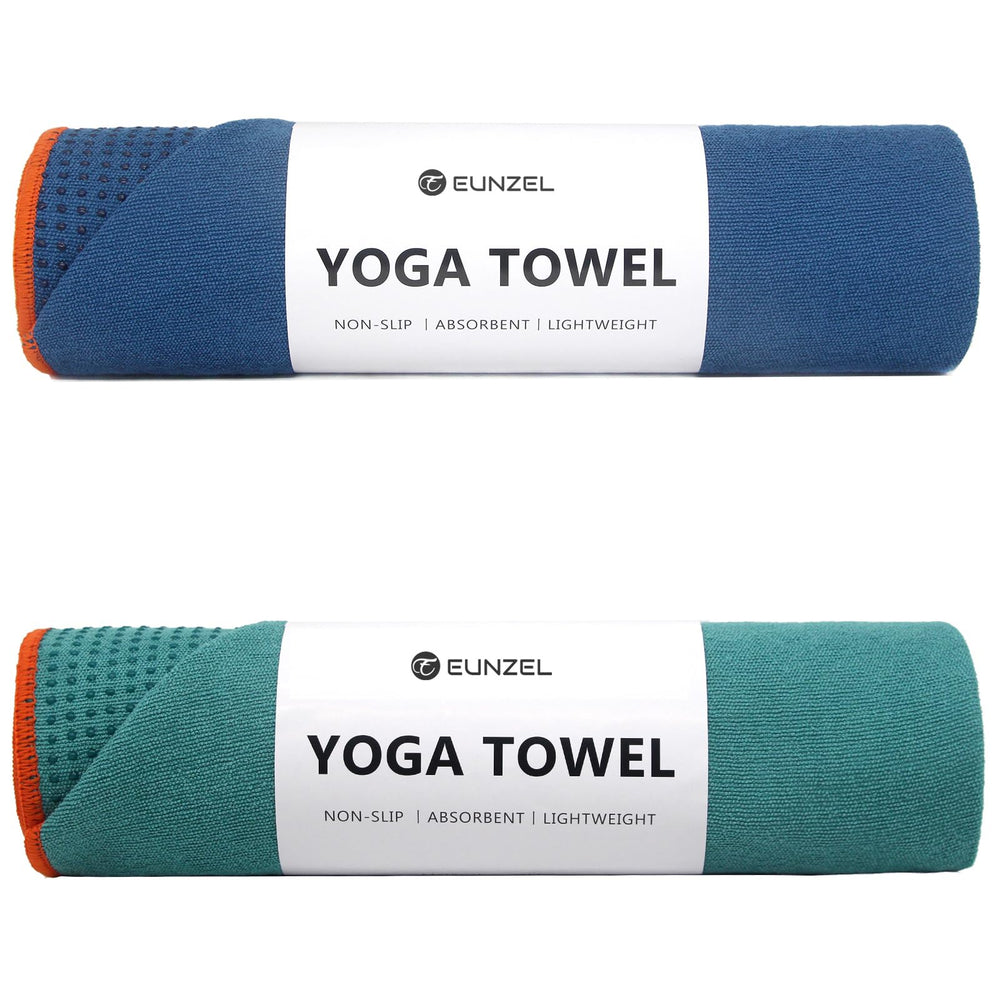 Eunzel front view of two towel colors showing pair and packaging benefit grip