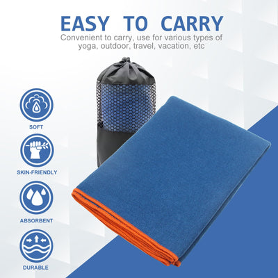 Eunzel towel next to yoga mat showing full 72x24 inch coverage
