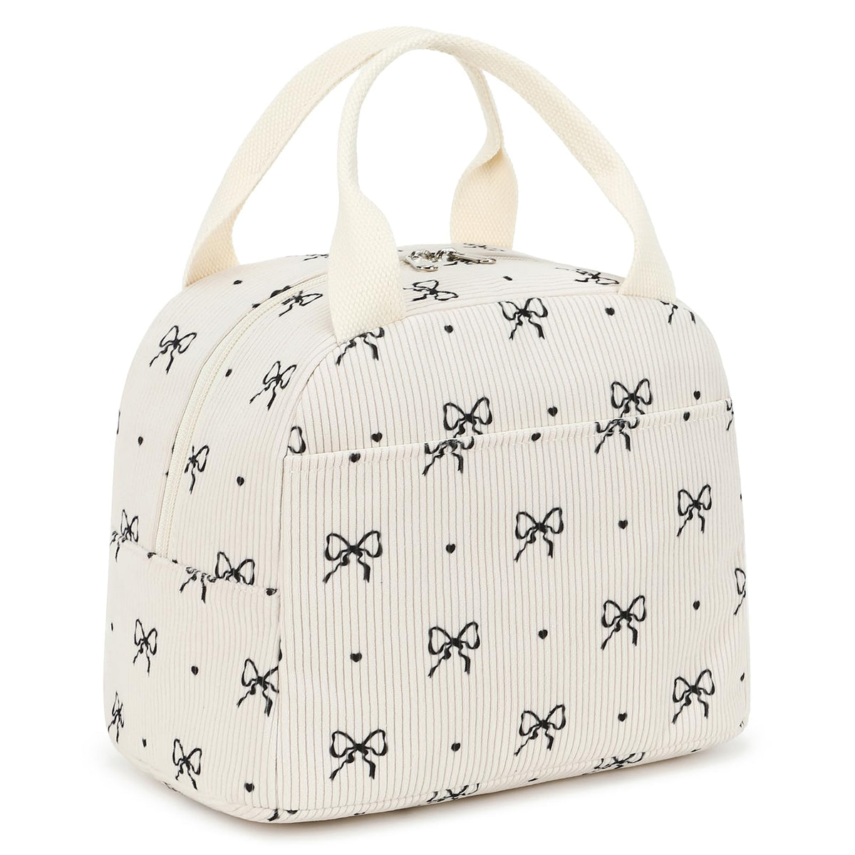 EurCross vista frontal del bolso crema con lazo, elegante y práctico