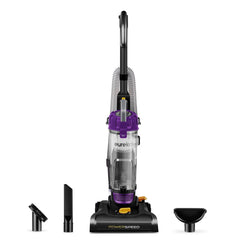 Eureka NEU182B front view showing upright design and purple finish for easy storage