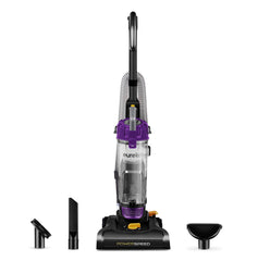 Eureka NEU182B front view showing upright design and purple finish for easy storage