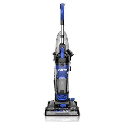 Eureka PowerSpeed front view showing compact upright design and strong suction