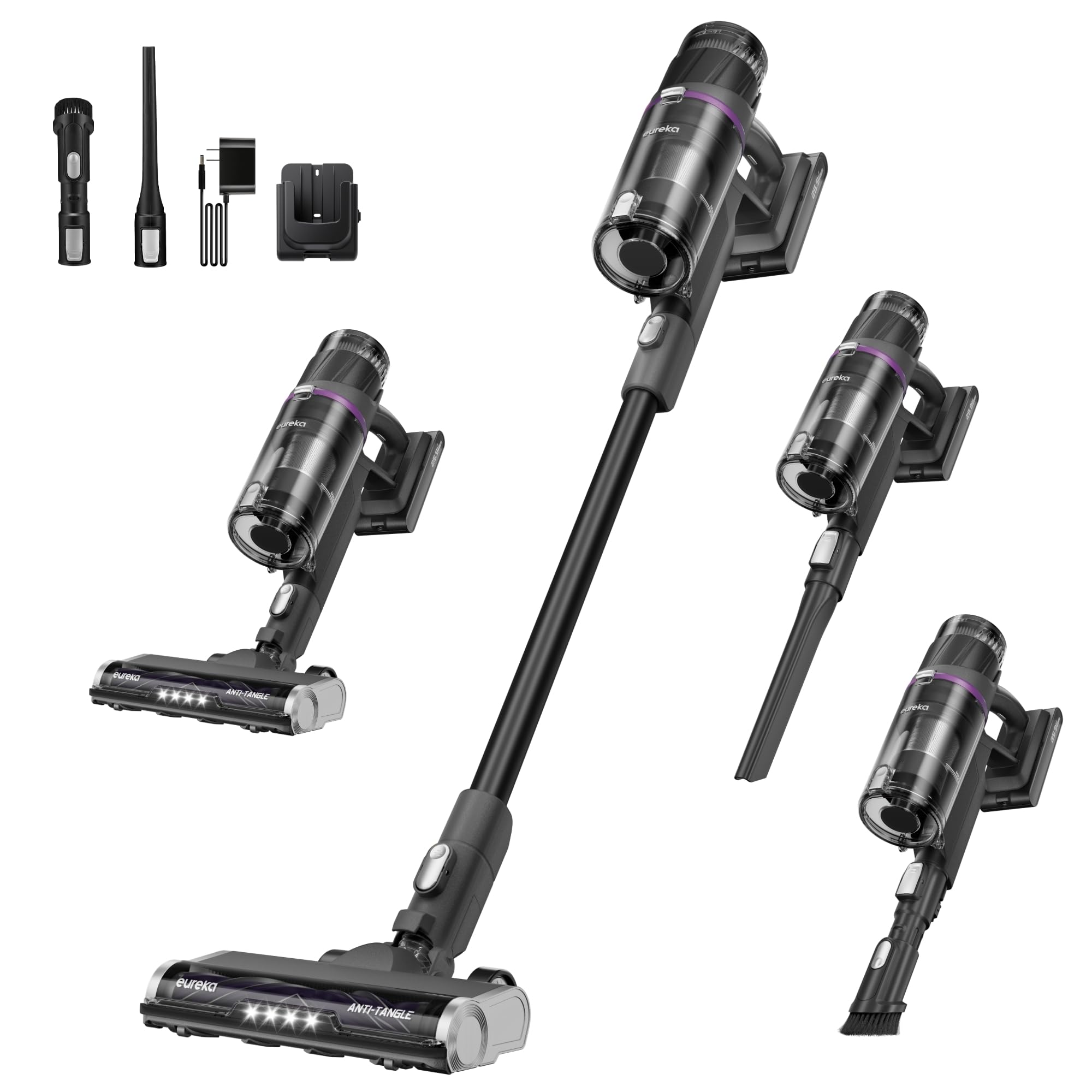 Eureka ReactiSense vista frontal mostrando diseño y ergonomía, limpieza eficiente