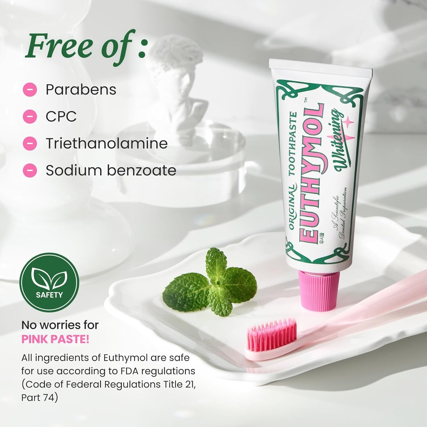 Euthymol textura del dentífrico con partículas blanqueantes útiles