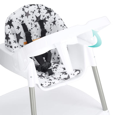 Evenflo high chair in kitchen lifestyle setting showing family usability