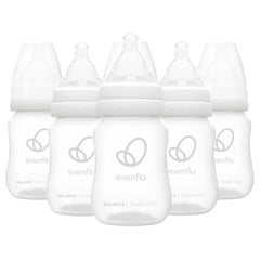 Evenflo sloped nipple close-up showing latch‑friendly shape benefit