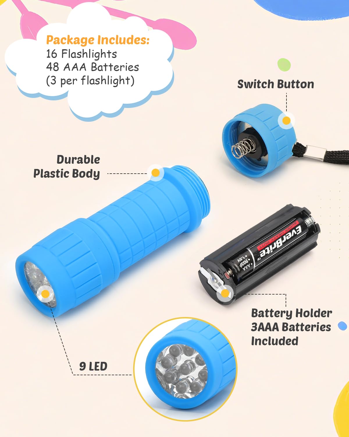 EverBrite linterna junto a mano para ver escala y portabilidad