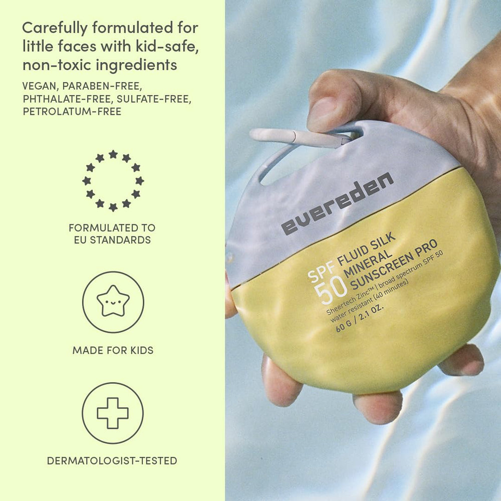 Evereden sunscreen beside sunglasses to show travel-friendly size