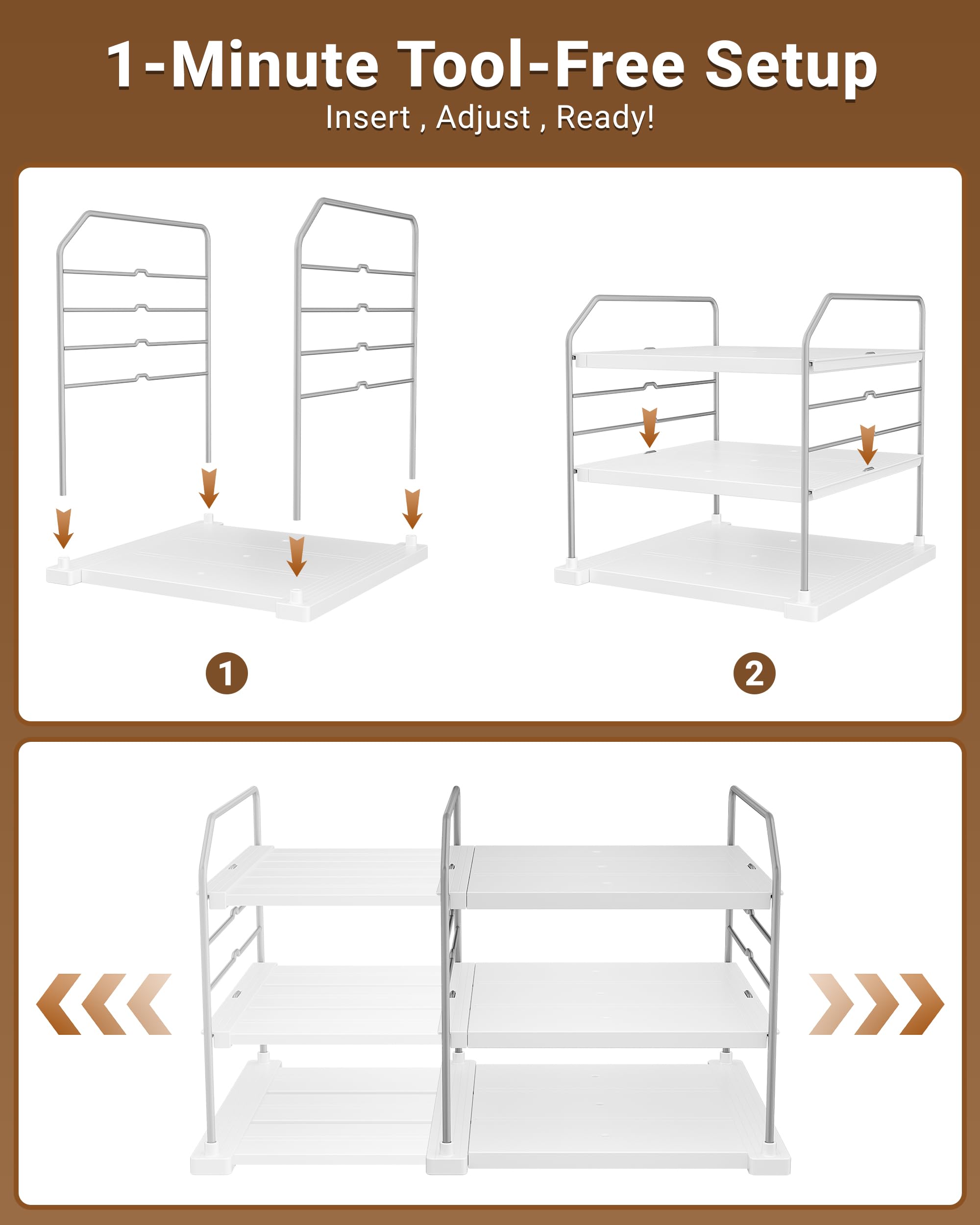 EVERIE holding jars and bottles on shelves, stable storage for heavier items