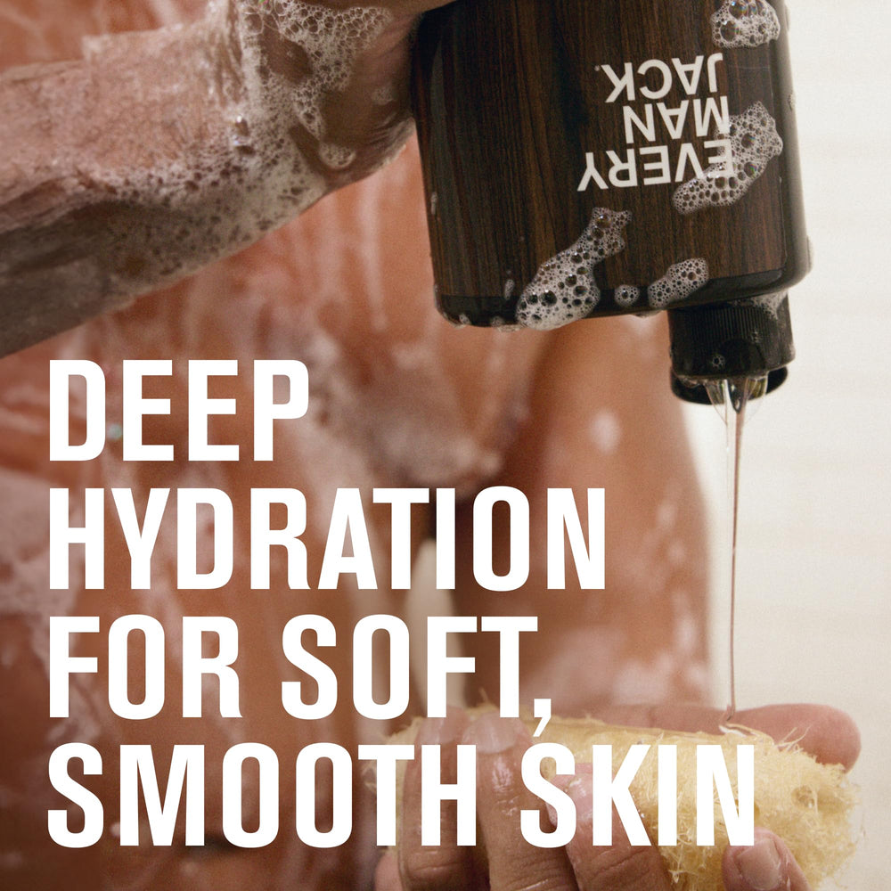 Every Man Jack Amber + Sandalwood bottle with warm scent benefit