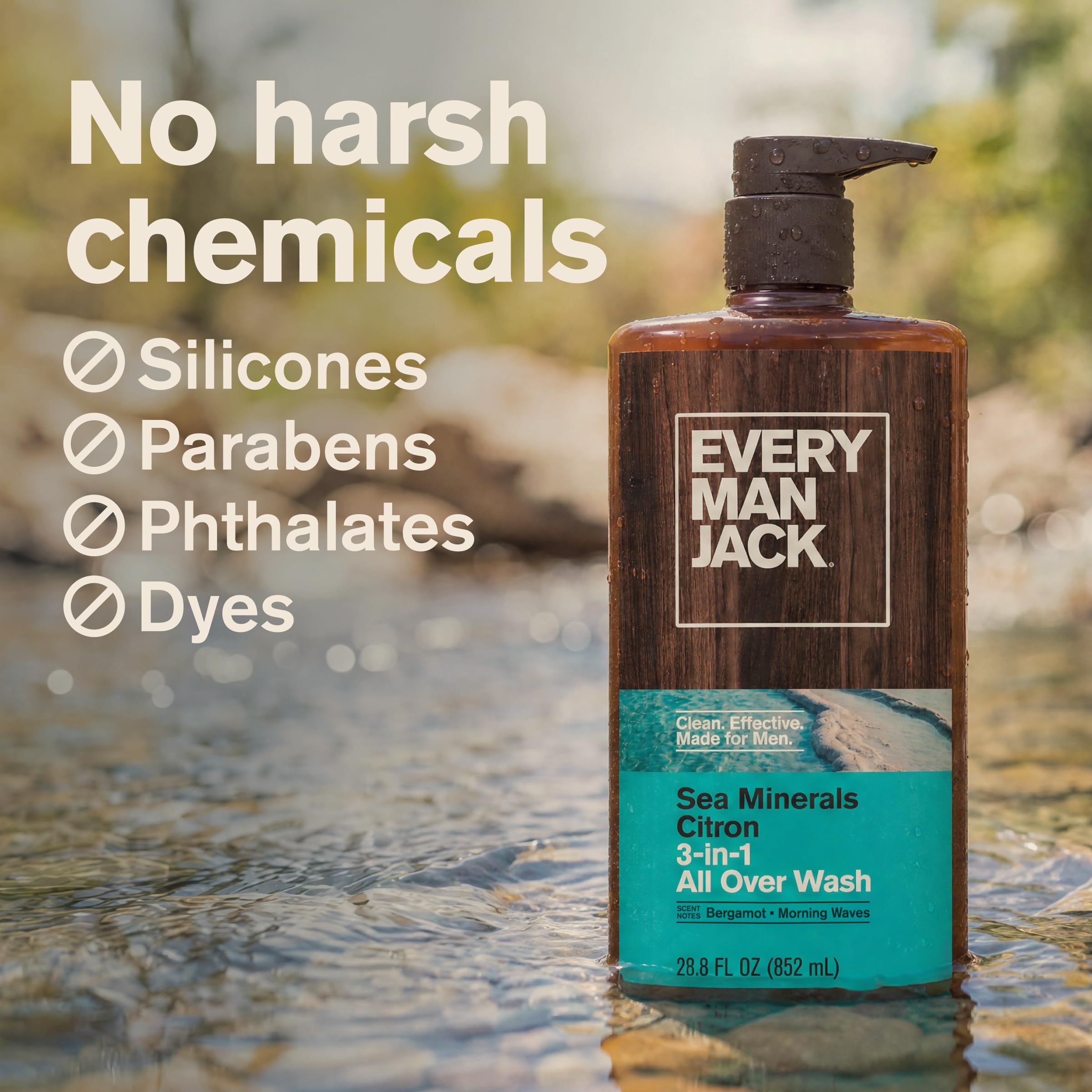 Every Man Jack product in-hand pumping for quick single-step grooming