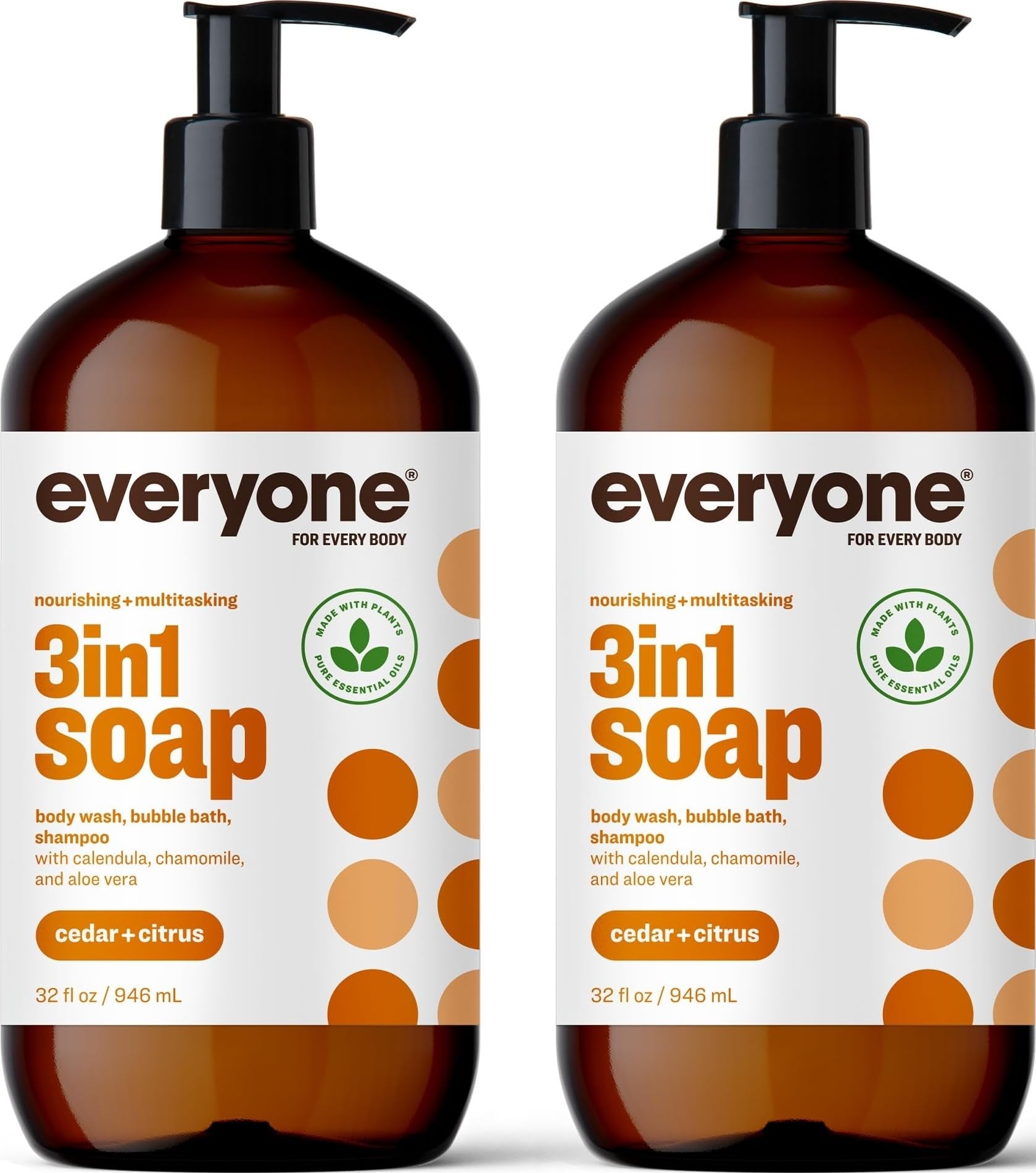 everyone for every body botella frontal mostrando diseño y aroma cedar and citrus, práctica para rutina diaria