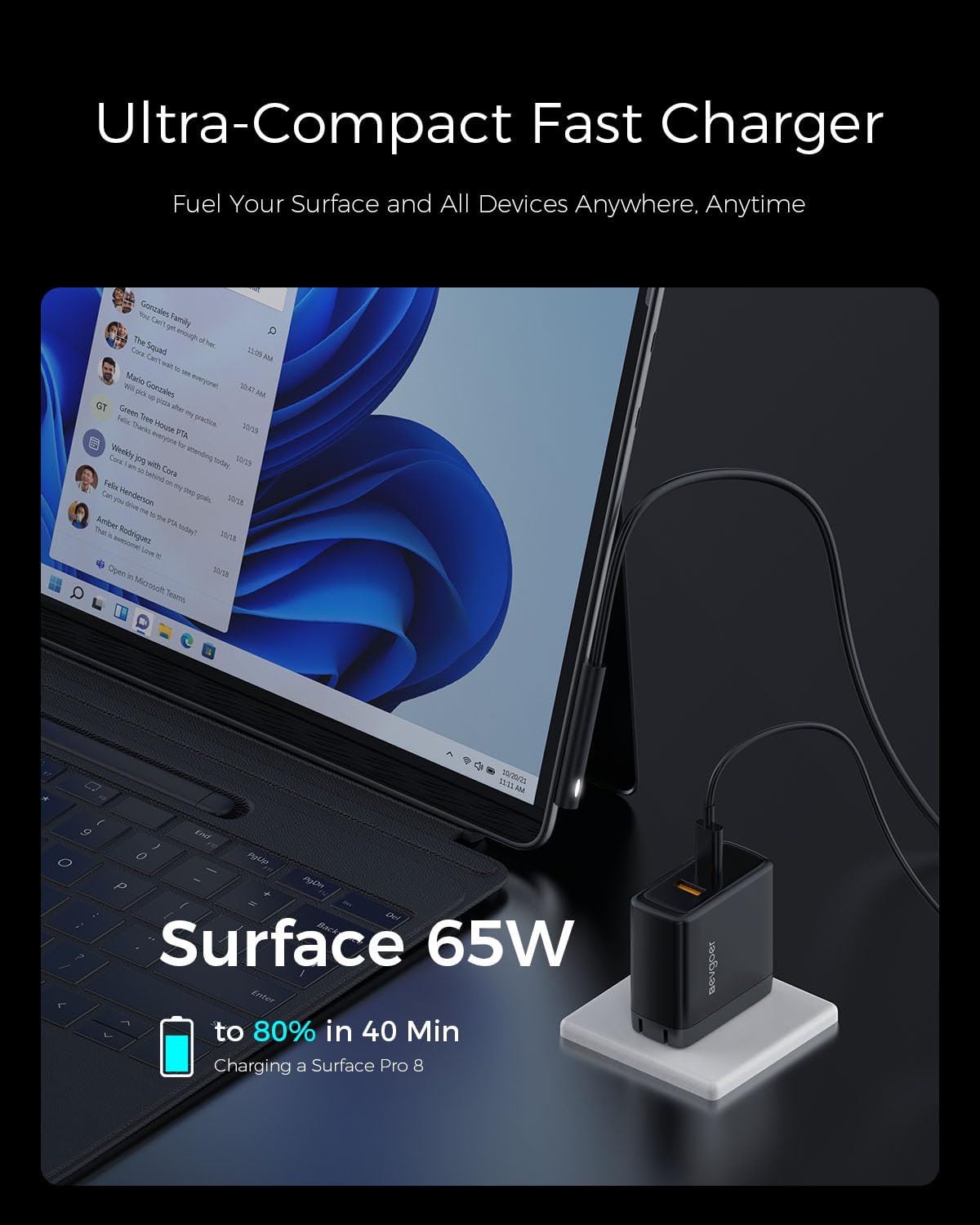 EG evgoer cable USB-C y conector Surface incluidos para carga versátil