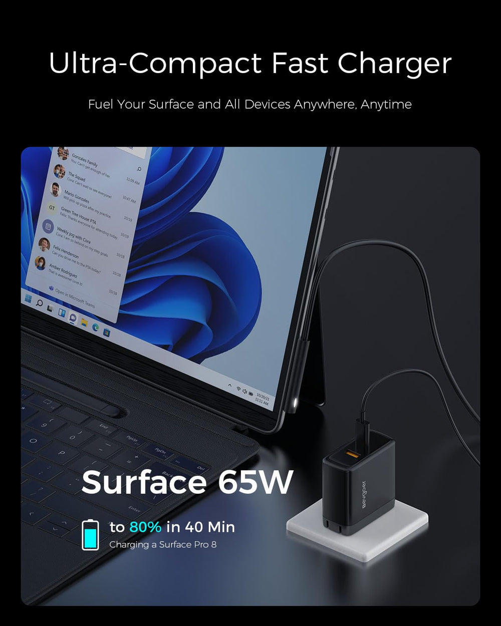 EG evgoer cable USB-C y conector Surface incluidos para carga versátil
