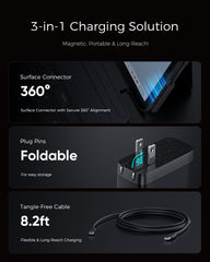 EG evgoer cargador en uso con Surface Pro mostrando carga rápida