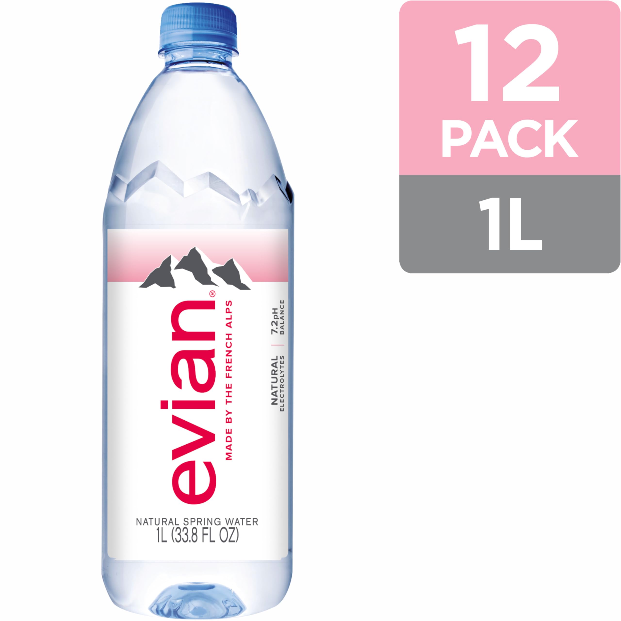 evian detalle de etiqueta que destaca origen y pureza