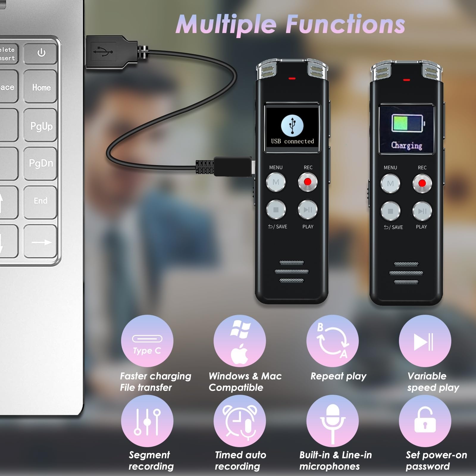 EVISTR L357 conectado por cable Tipo-C para carga rápida y transferencia EVISTR