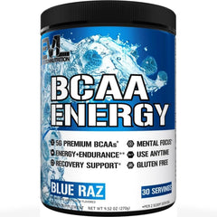 Evlution bote frontal mostrando EVL BCAA Energy Blue Raz y apoyo ergonómico