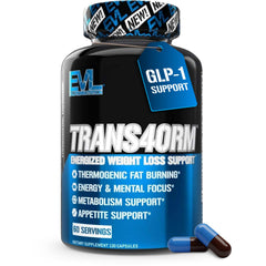 Evlution EVL Trans4orm front label showing product branding and 60 servings