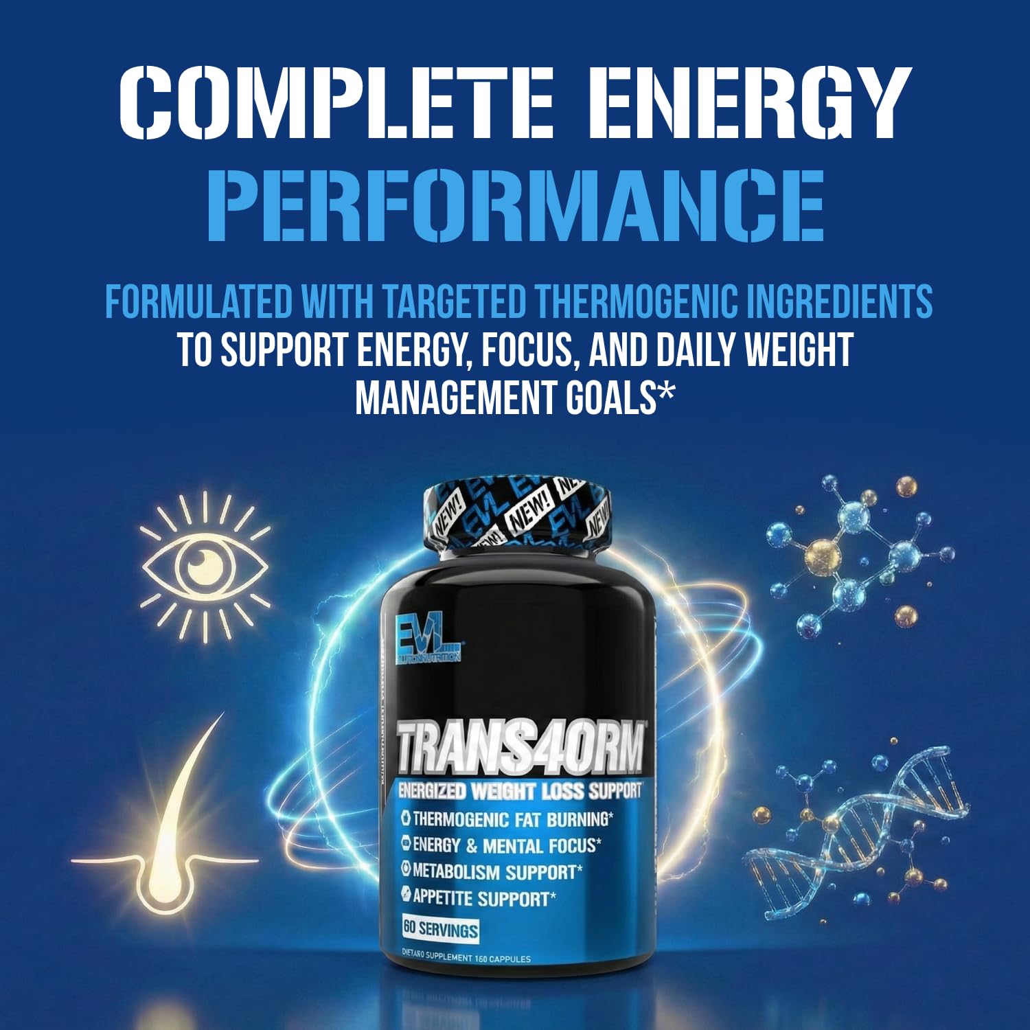 Evlution EVL Trans4orm next to gym gear illustrating pre-workout energy support