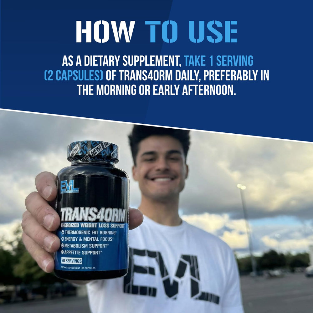 Evlution EVL Trans4orm bottle in hand demonstrating scale and convenient serving size