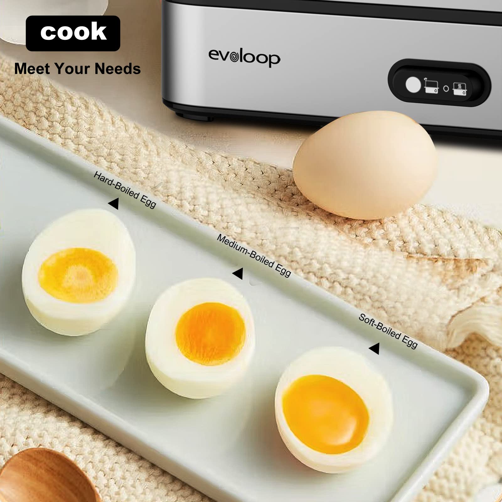 evoloop bandeja de huevos para hasta seis unidades y cocción uniforme