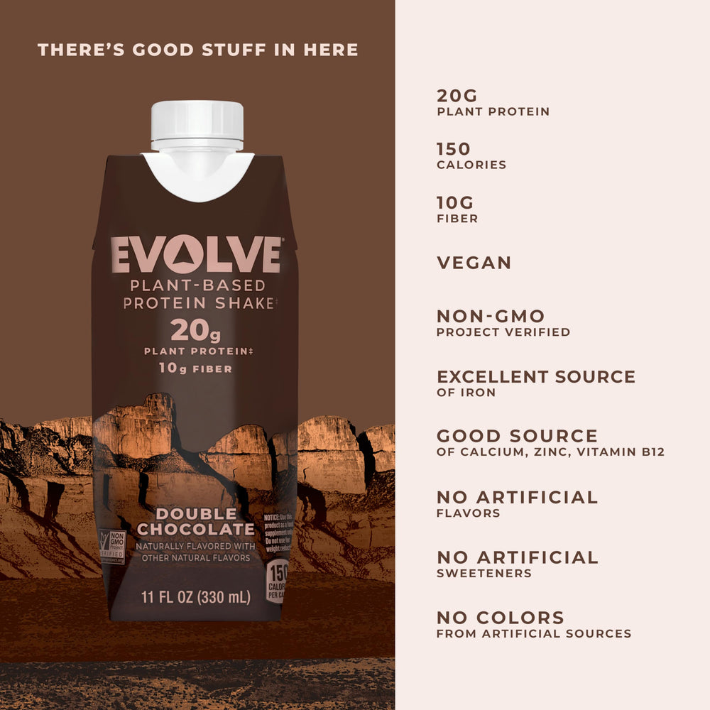 Evolve side label with nutrition facts and ingredient clarity benefit