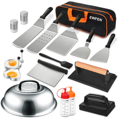 EWFEN full griddle kit front view showing all 18 pieces and organized layout