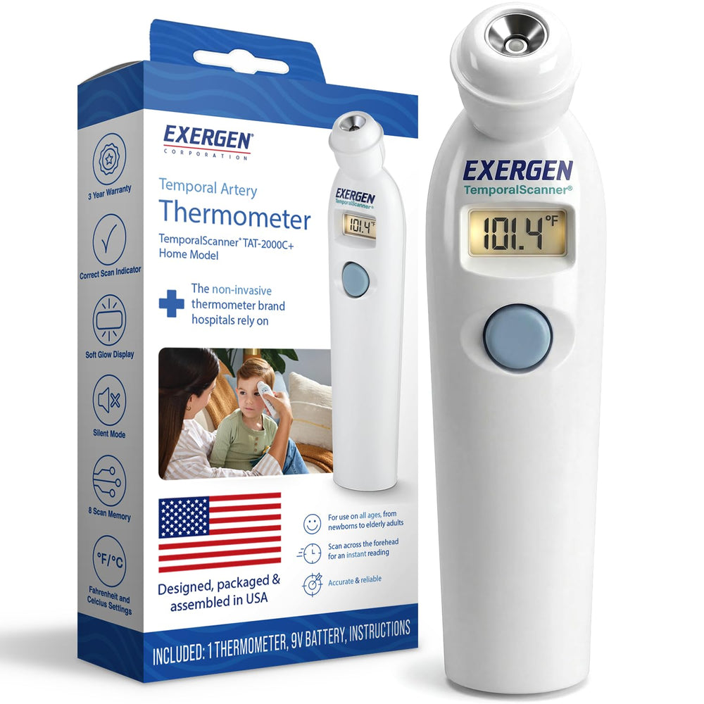Exergen TAT-2000C front view showing ergonomic design and fast readings