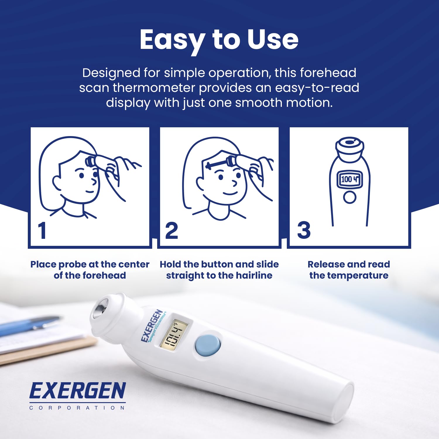 Exergen TAT-2000C soft-glow display at night enabling undisturbed temperature checks