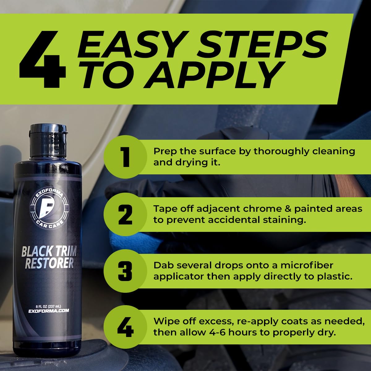 ExoForma label detail with directions and benefits for confident use