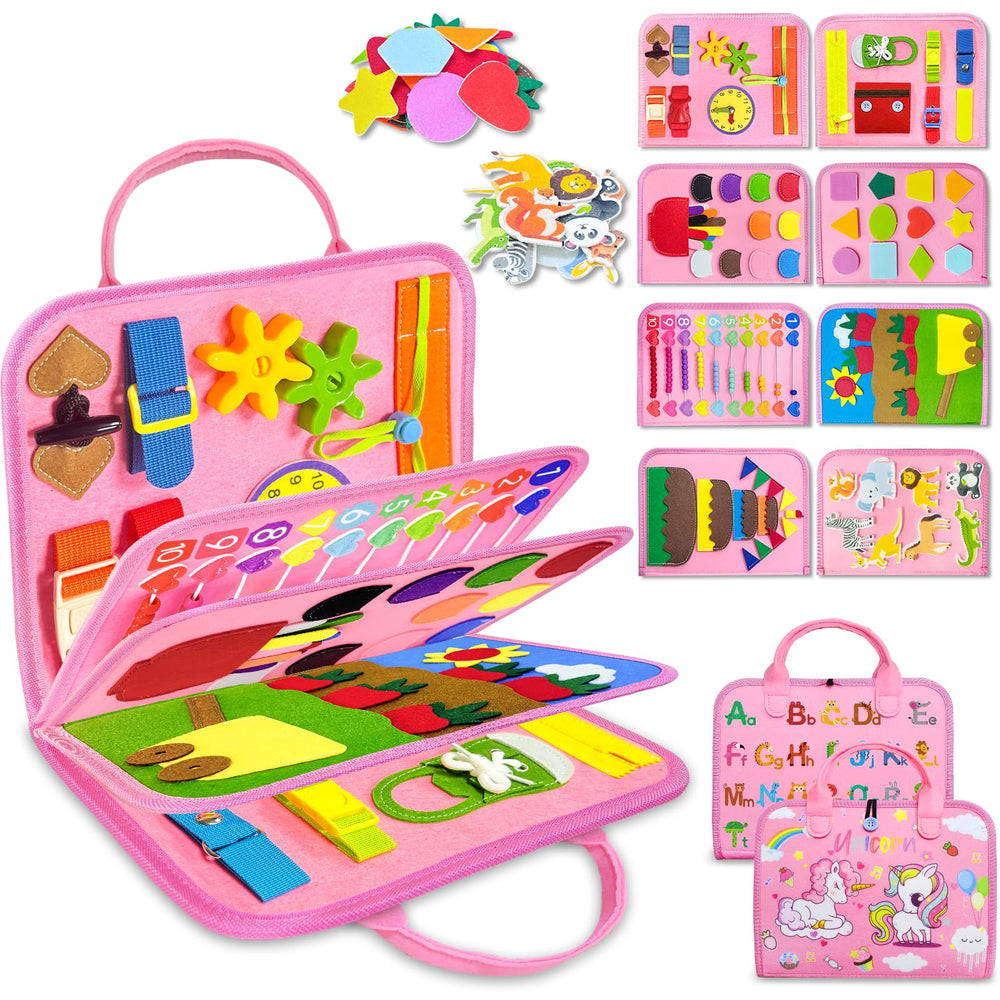 Exorany front cover view showing colorful busy book, attracts focus and learning