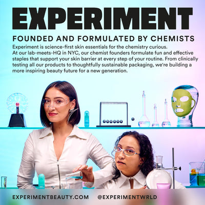 Experiment sustainability label close-up emphasizing vegan fragrance-free ingredient benefits